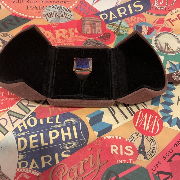 Other - Elegant Blue Lapis Stone 18k and Sterling Silver Ring  in Velvet Box